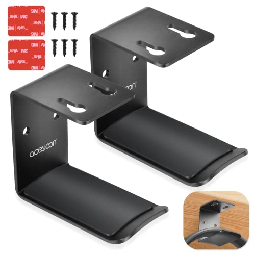 aceyoon Soporte para Auriculares 2 Piezas, Colgador de Auriculares bajo el Escritorio con Adhesivo o Tornillos Soporte Cascos Gaming con Almohadilla de Silicona Gancho para Auriculares