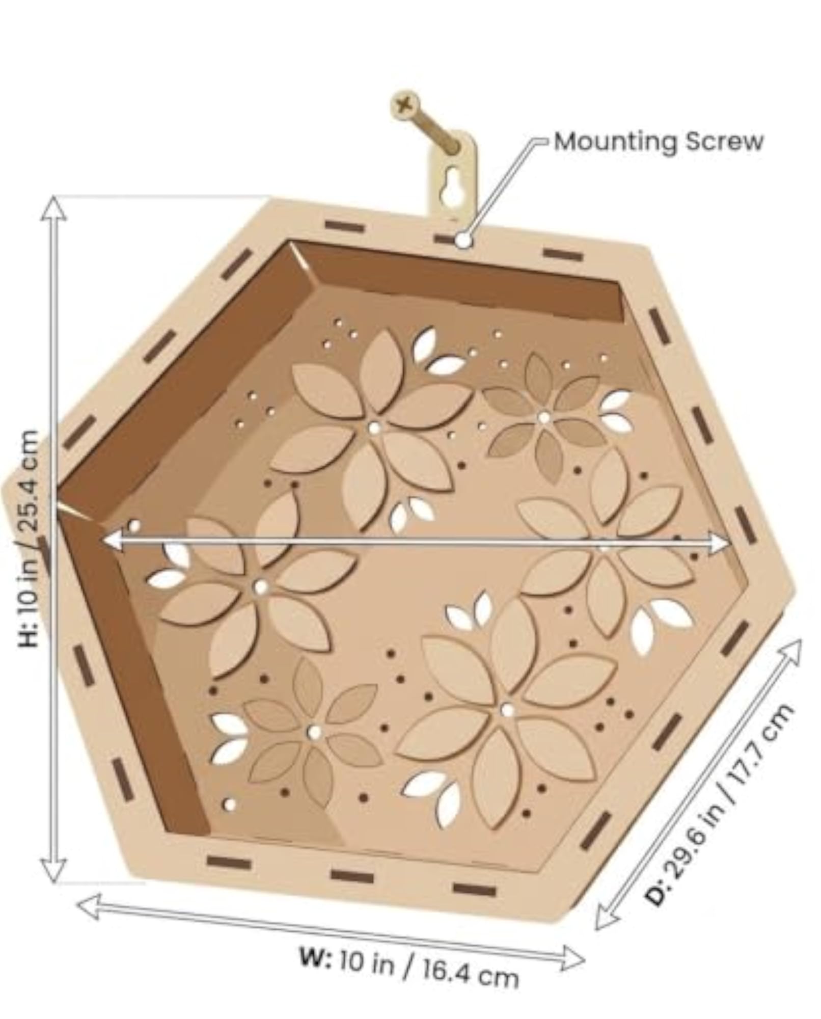 DIY Unfinished Wooden Hexagon Floating Shadow Box Shelf