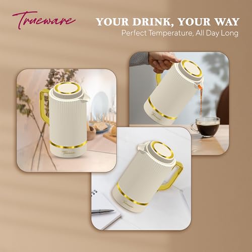 Image of Trueware Marvel 1200 Insulated Flask - 1000 Ml | PU Insulated Inner Stainless Steel Hot & Cold Flask, BPA Free, Leak Proof, Ideal for Tea, Coffee, Water, Hot Beverages