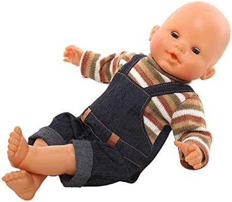Miunana Odzież dla lalek, ubranka dla lalek, 35-43 cm, spodnie ogrodniczki z torbą na ramię
