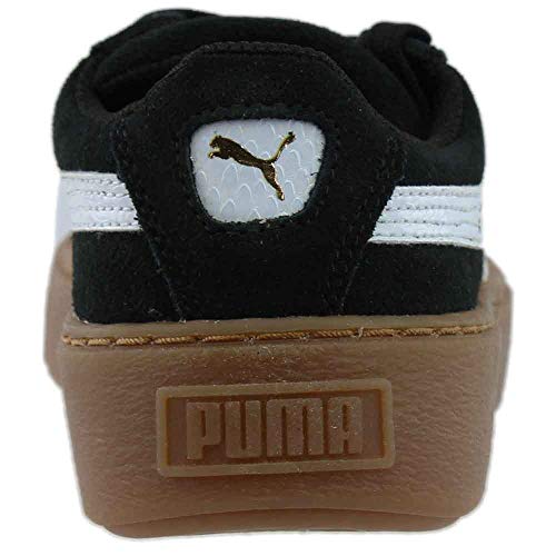 PUMA PUMA Unisex-Child Suede Platform Sneaker, Black White, 2 M US Little Kid