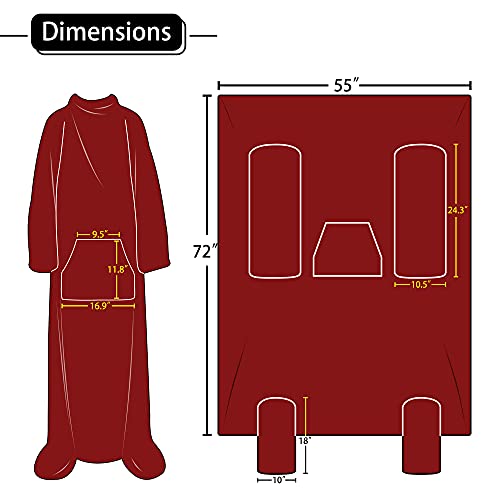 Wearable Fleece Blanket With Sleeves And Foot Pocket For Adult Women Men, Super Soft Cozy Microplush Tv Blanket Throw Wrap Cover For Lounge Couch Reading Watching Tv #TOP4