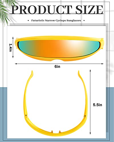 Image of 4 Pairs Futuristic Narrow Cyclops Sunglasses Robot Space Costume Color Mirrored Lens