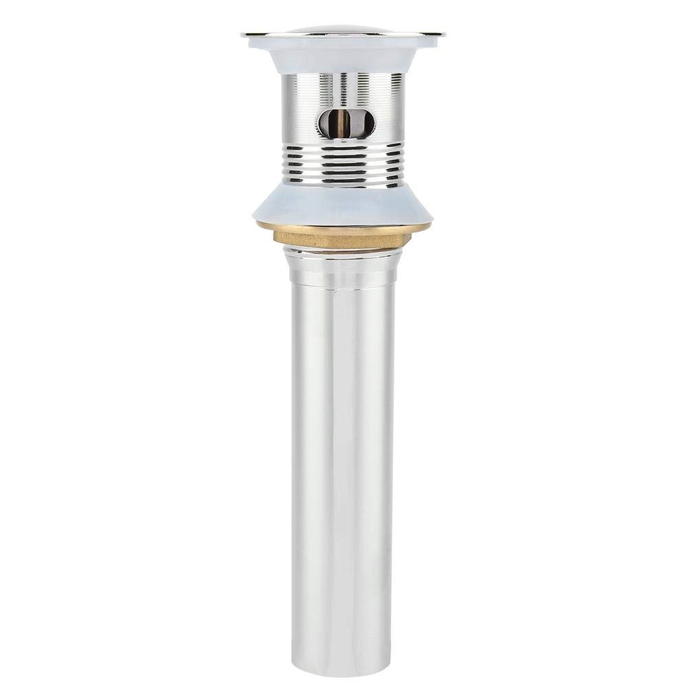 TaiddaPopup Sink Drain Stopper Pipe, G1 1/4" Plated Stainless Steel Bathroom Basin Sink Up Drain Assembly with Overflow