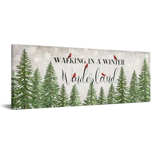 iKNOW FOTO Winter Wonderland Trees Canvas Wall Art 20x55'' Snow-Covered