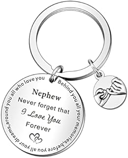 WTOPP Nephew Keyring Gifts Birthday Christmas Gifts for Nephew from Uncle Aunt Engraved Never Forget That I Love You