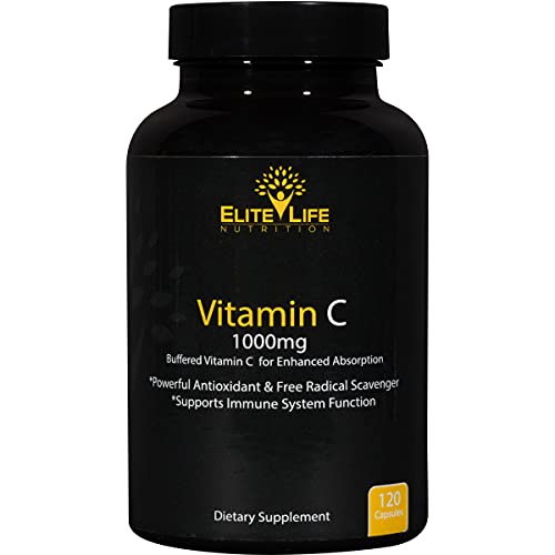 Vitamin C 1000mg - Pure, High-Potency, Non-Acidic Vitamin C - With Rose Hips, Grape Seed Extract, Rutin, Acerola - Vegan, Non-Gmo, Bioavailable - Supports Immune System Health- 120 Vegetarian Capsules