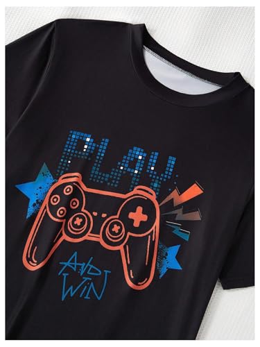 Image of Verdusa Men's Pajamas Set 2 Piece Pjs Sets Short Sleeve Letter Print Tee and Short Lounge Set