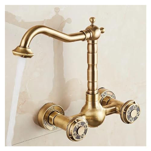 Robinet mitigeur mural en laiton antique pivotant à 360° eau chaude et froide SLT069L
