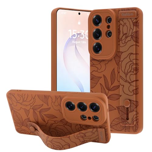 OOK Case for Samsung Galaxy S26 Ultra with Finger Strap Brown Rose
