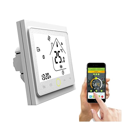 Qiumi Termostato WiFi para calefacción Individual de calderas de Gas/Agua Funciona con Amazon Alexa, Google Home IFTTT, Contacto seco, 5A 95~240V AC