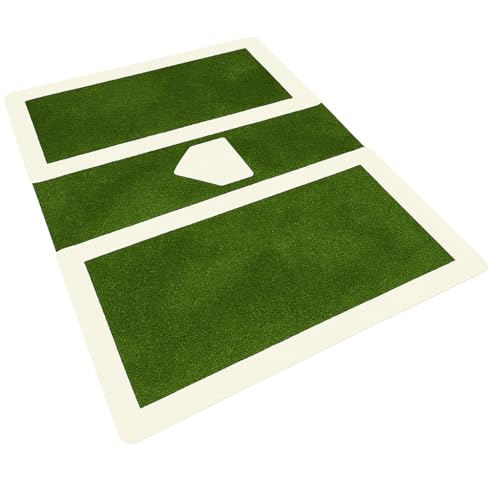 Baseball Softball Hitting Batting Mat 8' x 6'. Practice Stance Swing Alignment with Home Plate with Batters Box.