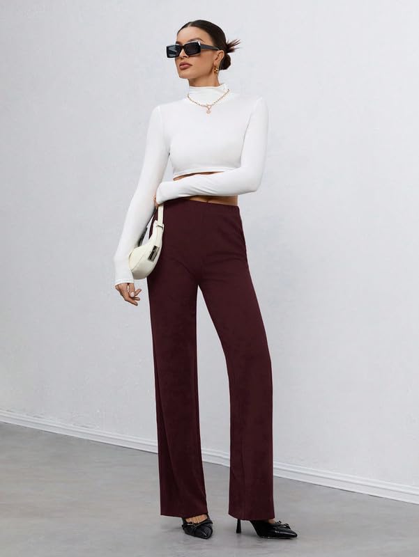 Image of Women's Regular Fit Trousers - Stylish & Comfortable Casual Pants in Wine