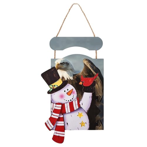 Peinture de Noël aigle imprimée : tableau décoratif en bois à suspendre