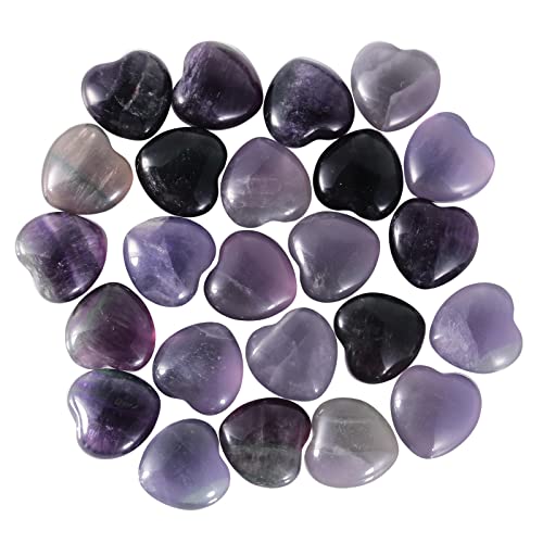 Mookaitedecor Healing Crystals Heart Love Worry Palm Stone Reiki Balancing Fluorite 0.9 Inches,Pack Of 5 #TOP3
