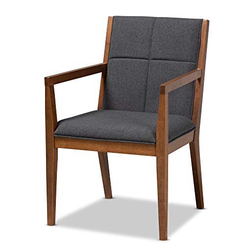Baxton Studio Chairs, Dark Grey/Walnut Brown #TOP16