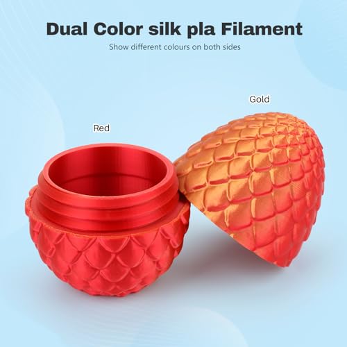 Image of 3DHoJor Silk PLA Filament 1.75mm Red Gold Dual Color PLA 3D Printer Filament 2 in 1 Coextrusion 1KG Spool(2.2lbs) 3D Printing Filament Dimensional Accuracy + /- 0.03mm Fits for Most FDM 3D Printers