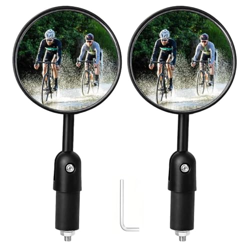 Homieway 2 Stück Bar End Fahrradspiegel | Fahrrad Spiegel Links mit HD Konvexglas | 360° Dreh- & Klappbarer Rückspiegel | Für E-Bike, City-Fahrrad, Scooter, MTB, Links+Rechts 15-18mm
