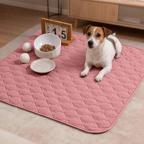 Image of gogobunny 3X Stronger Waterproof Pet Blanket, Scratch Proof Furniture Protector for Dogs Cats, Reversible Cover 30x30 Inch, Dark Pink /Light Pink