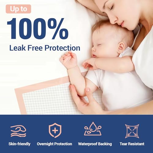 Image of MKISS Extra Large Waterproof Bed Pads 40 inch x 36 inch(50 Count), Disposable Super Absorbent Heavy Duty Incontinence Underpads, Thicken Chucks Pads for Adults, Children, Babies, Elderly and Pets