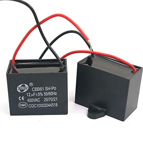 DollaTek 2Pcs CBB61 12uF 450V AC 50/60Hz Condensador Corriente del Motor de Ventilador del acondicionador de Aire