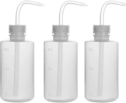 3 Pack 250ml Safety Wash Bottle with Narrow Mouth, Cap for Lab Plant Watering, Tattoo Wash