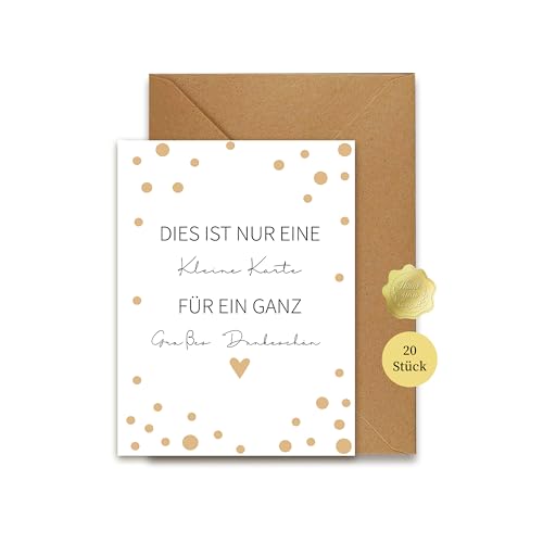 FloraVigo Danke Karte Set, 14 Stück Dankeskarten mit 14 Stück Umschlägen und 20 Stück selbstklebenden Aufklebern, Dankeskarten für Kollegen, Lehrer, Familie und Freunde A6-Größe