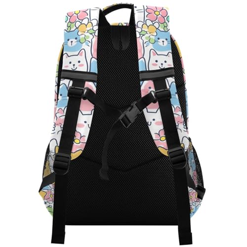KLL Colorful Cartoon Cats Designed c backpack for kids with chest clip book bags for women mochilas para ni?a2