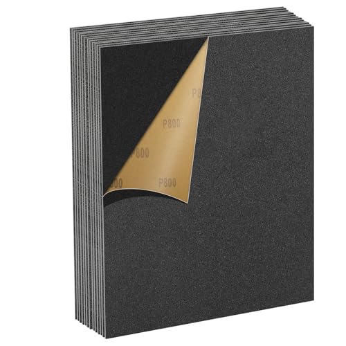 MOGRQAP 800 Körnung Schleifpapier Set, 12 Stück 23 x 28cm Wasserfestes Schleifpapier für Autos Metalle Wände Holz Möbel, Nass und Trocken Polieren Sandpaper