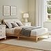 HOMCOM Full Size Bed Frame with Upholstered Headboard, Platform Bed Frame with Wooden Slats, No Box Spring Needed, Easy Assembly, Natural