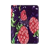 Passport Cover Case Blackberry Fruit Color Creative Design Leather&microfiber Multi Purpose Print Passport Holder Travel Wallet For Women And Men 5.51x3.94 In