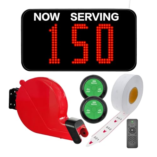KOQICALL Take a Number System Queue Wireless Calling System with 1 Take a Number Display 2 Next Call Button 1 Ticket Dispenser 3-Digit Ticket Roll
