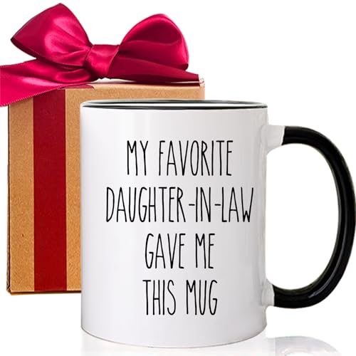 MNEDLAD Favorite Daughter-In-Law Coffee Mug - Birthday for Family, Relatives (Black Handle)-Mm57