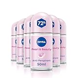 NIVEA Pearl & Beauty Anti-Perspirant Deodorant Roll On (6 x 50ml), Roll On Deodorant for Women with 72H Sweat and Odour Protection, Women's Anti-Perspirant with Pearl Extracts (Pack of 6)