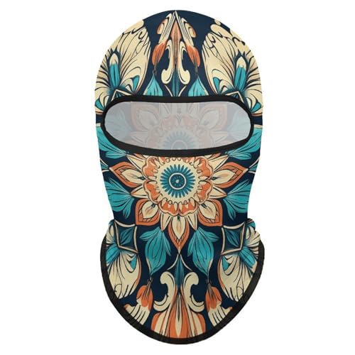 Balaclava para hombre, máscara para esquí y ciclismo, diseño vintage con flores y mandalas, cubreboca y cuello para invierno