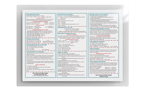 Baron Barclay - Bridge Card Game Bidding Mats - Set of 4 Tabletop Instructional Placemats - Bridge Party Accessories