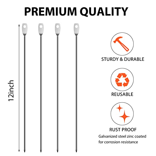 Eyoloty 4 Pack Metal Sign Stakes, 12" Galvanized with Screw & Wrench, for Corrugated Plastic Signs