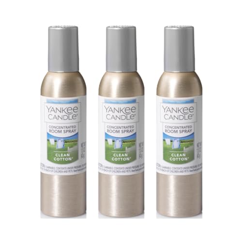 Yankee Candle 濃縮エアフレッシュナー ルームスプレー 消臭剤 自宅 浴室 クリーンコットン 1.5オンス (3個パック)（Amazon）