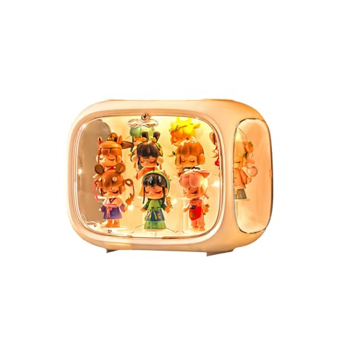 フィギュアケース コレクションケース ディスプレイケース ショーケース アクリルケース 展示柜 ディスプレイボックス 人形ケース 収納ボックス (クリーム色ランプ付き)