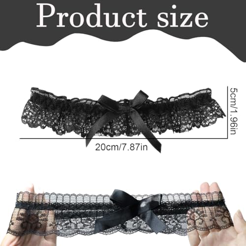 AEKZOX 2 Stück Verstellbare Beinstrumpfbänder, Spitze Oberschenkel Strumpfband, Elastische Oberschenkelstrumpfbände für Damen