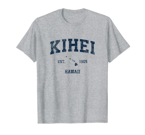 Kihei Hawaii HI Design sportivo vintage con stampa blu navy Maglietta