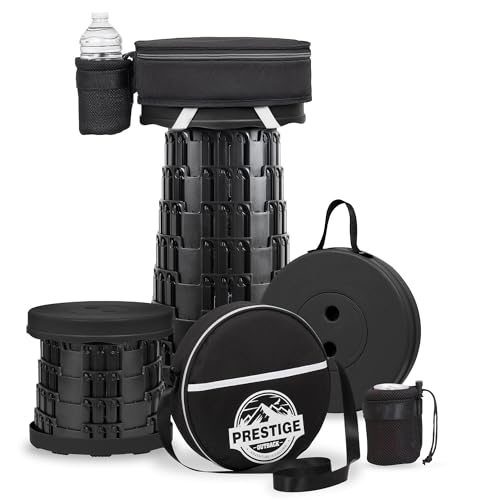 Image of Collapsible Stool Max 620lbs & 3-in-1 Cushioned Carry Bag, Portable Telescopic Stool for Adults, Adjustable Height Retractable Folding Seat or Footrest for Camping Hiking Travel