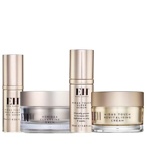 Emma Hardie Midas Touch Anti-Aging Bundle – Moringa Cleansing Balm 100g, Super Serum 30ml, Eye Serum 15ml, Revitalising Face Cream 50ml – Daily Anti‑Ageing Hydration Routine for Firmer Radiant Skin