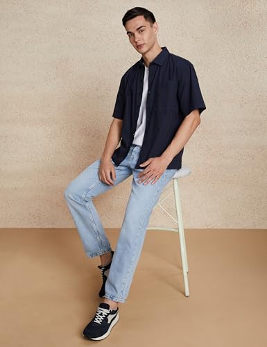 Image of Amazon Brand - Symbol Men's Solid Oversized Half Sleeve Casual Shirt | Plain | 100% Cotton (Available in Plus Sizes)