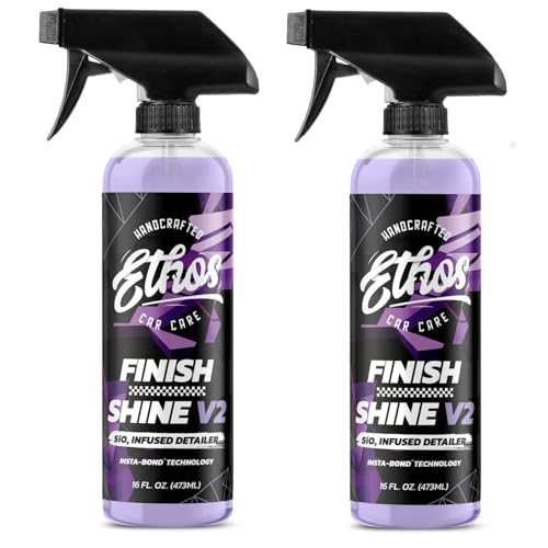 Ethos Finish Shine - Ceramic Detail Spray | Spray Wax For Car Detailing Quick Detail Car Wax | Waterless Car Cleaning | Clay Bar Lubricant | Ceramic Coating & Sealant Safe Top Coat (16 Fl Oz - 2PK)