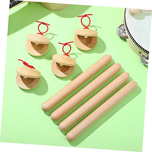 Alasum 4 Pairs Music Toys Animal Toy Children\'s Toys Musical Sticks Claves Wooden Castanet Clapper Rhythm Sticks for Children Rhythm Music Musical Instrument Kids Rhythm Sticks Percussion