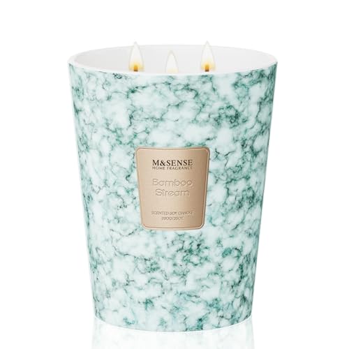 M&SENSE Scented Candles Gifts for Women 990g Bamboo Stream 3-Wick Natural Soy Wax Large Candles 150H Long Burning Aromatherapy Candles Gift for Men, Perfect Halloween Christmas Wedding Gifts