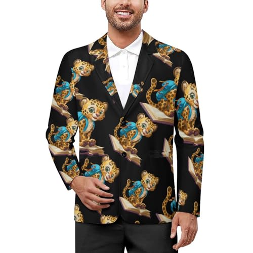 Cheetah Love Book Mens Casual Blazer Button Suit Jacket Lightweight Sport Coat for Work Business