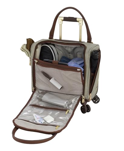 LONDON FOG Cambridge 15" 8-Wheel Under The Seat Bag, Olive Houndstooth, 15 inches2