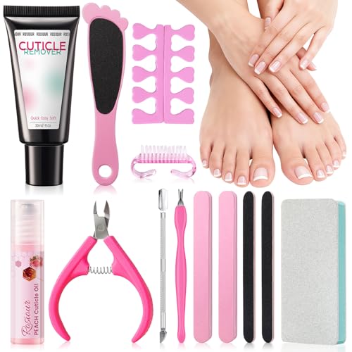 Cuticle Remover Kit: 13Pcs Manicure Pedicure Kit with Cuticle Remover